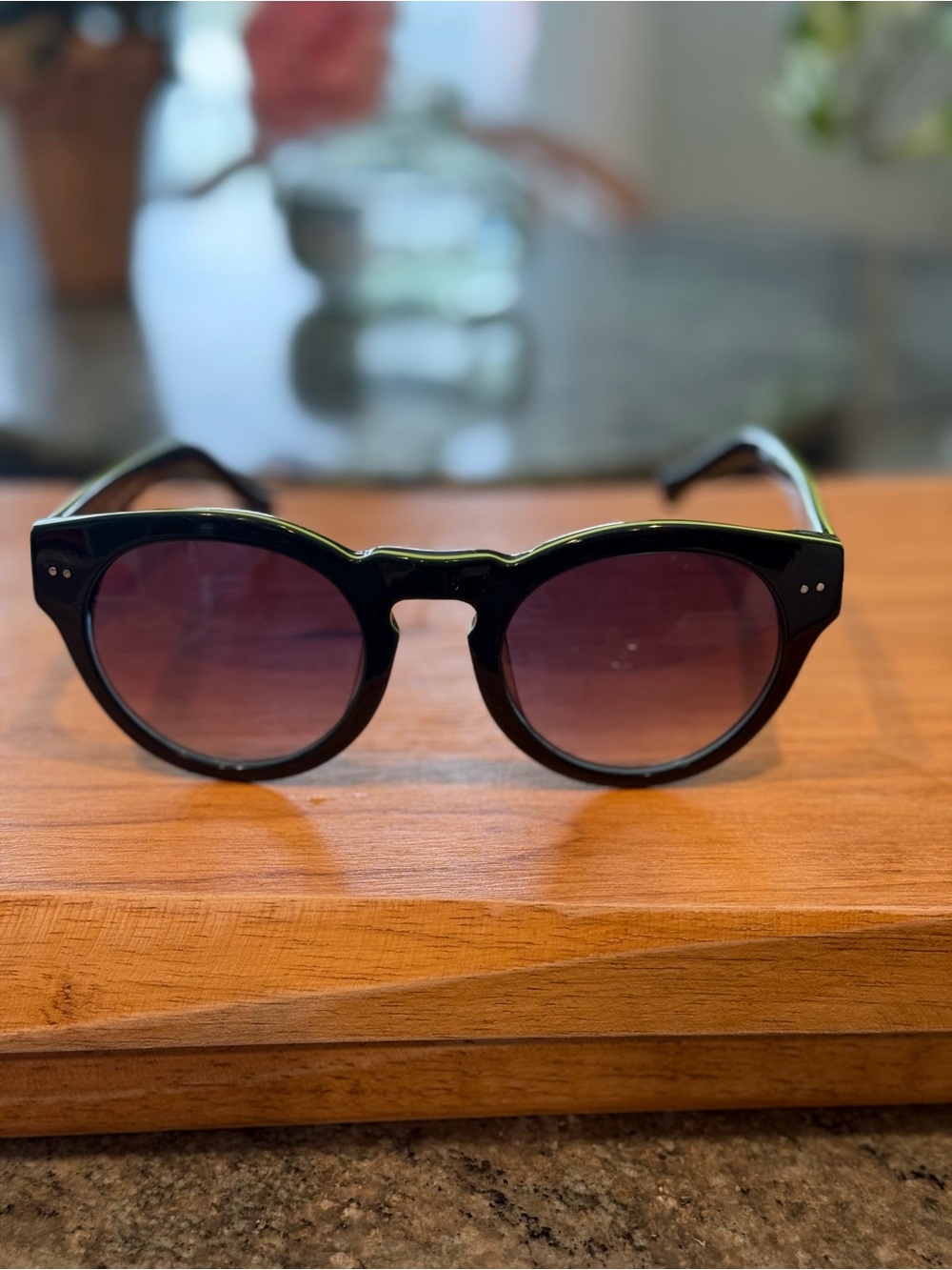 Vtg Sanford Hutton Colors In Optics Green Sunglasses Handmade 49-25-140 London